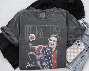 Comfort Colors® Jack Hughes USA Hockey Shirt, USA Inspired Graphic, American Hockey Pride Gift