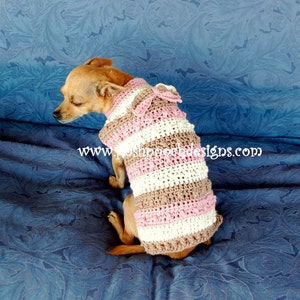 Instant Download Crochet Pattern - Nubby Striped Dog Sweater - Small Dog Sweater