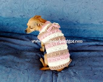 Instant Download Crochet Pattern - Nubby Striped Dog Sweater - Small Dog Sweater