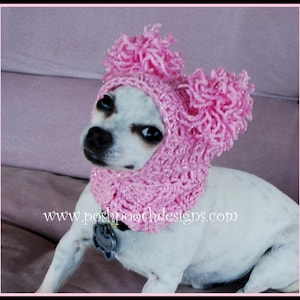 Instant Download Crochet Pattern Pink Pom Pom Dog Snood