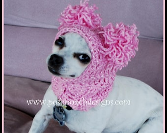 Instant Download haakpatroon roze Pom Pom hond haarband