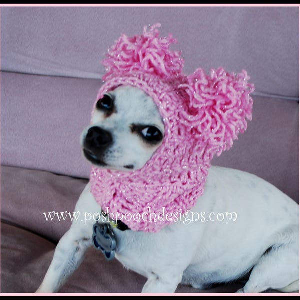 Instant Download Crochet Pattern Pink Pom Pom Dog Snood