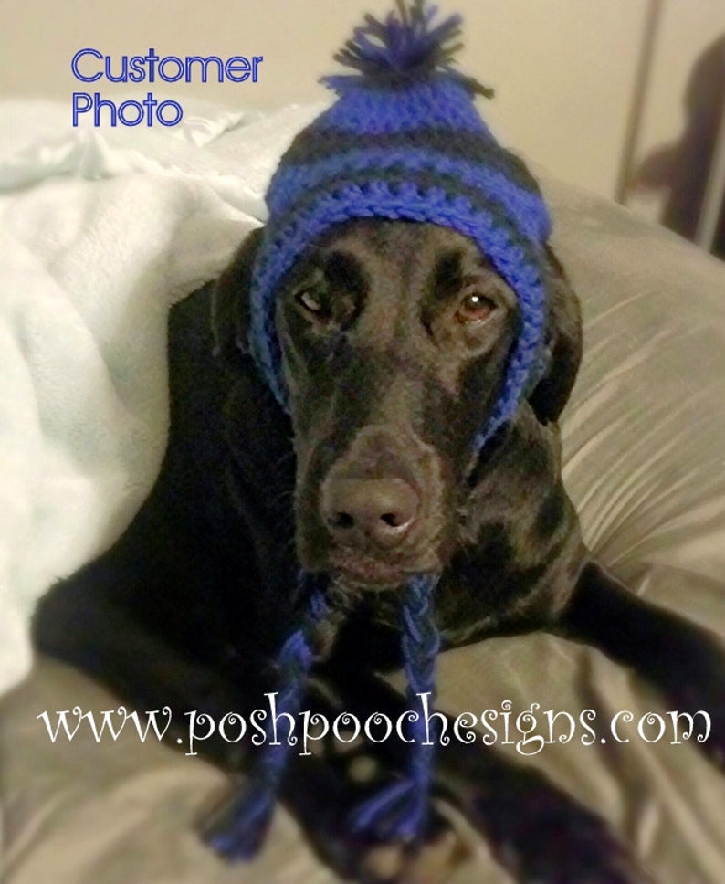 Instant Download Crochet Pattern Large Dog Striped Earflap Dog Hat Big Dogs 31 100 Pound dog image 2