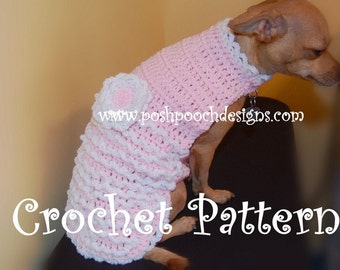 Instant Download Crochet Pattern -Dog Sweater - Pink Lacy Small Dog 2-20 lbs