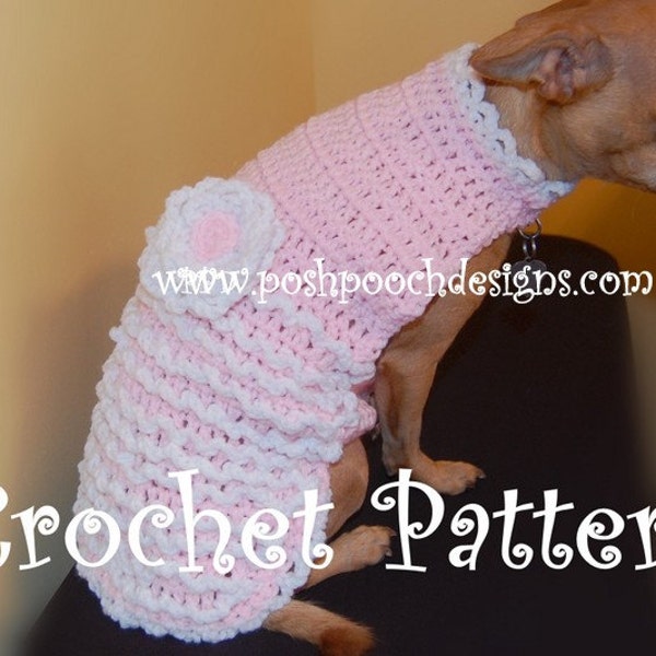 Instant Download Crochet Pattern -Dog Sweater - Pink Lacy Small Dog 2-20 lbs