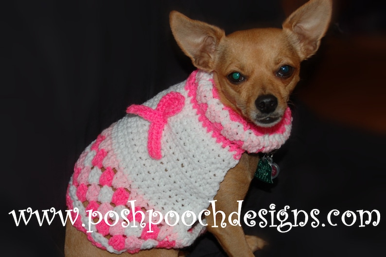 Instant Download Crochet Pattern Dog Sweater Breast Cancer Awareness image 4