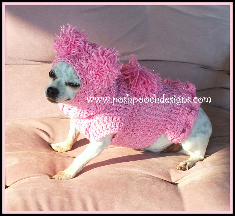 Instant Download Crochet Pattern Bundle Pink Pom Pom Dog Snood and Sweater Set image 2