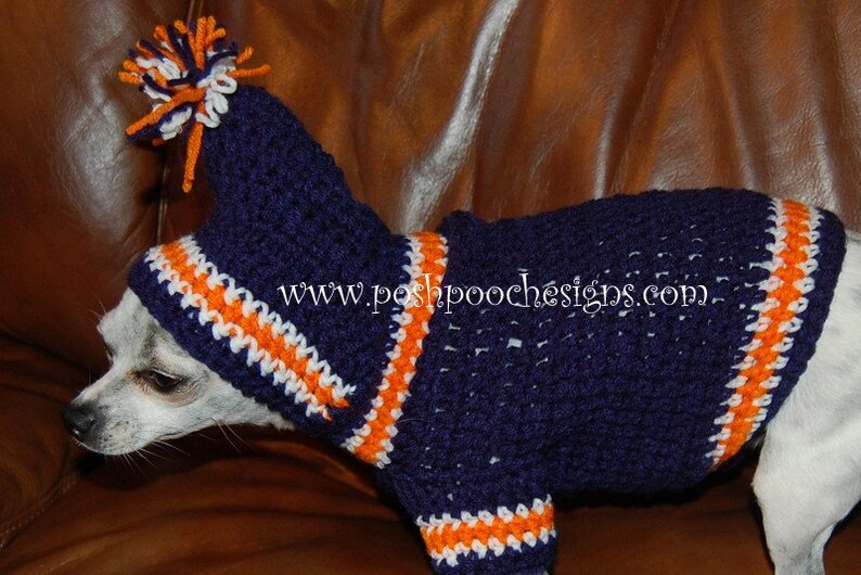 Instant Download Crochet Pattern Sports Team Dog Hoodie Small Dog Hoody 2-20 lbs image 4