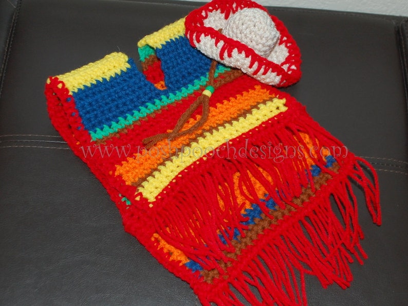 Instant Download Crochet pattern Dog Sombrero and Poncho set Cinco De Mayo 画像 4