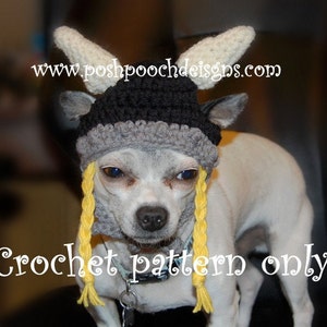 Instant Download Crochet Pattern - Viking Dog  Hat - Small Dog Beanie