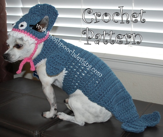 Instant Download Crochet Pattern Dog Shark Costume Dog Shark Sweater Small Dog 2 15 Lbs Etsy Canada
