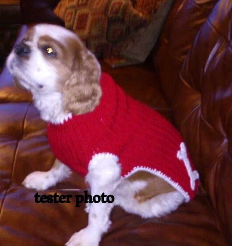 Instant Download Crochet Pattern Dog Sweater with Dog Bone Applique Small Dog image 5