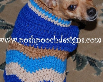 Instant Download Crochet Pattern- Chevron Dog Sweater  - small Dog sweater 2-20 lbs