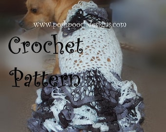 Instant Download Crochet Pattern - Ruffle Butt Dog Sweater - Small Dogs 2-20 lbs