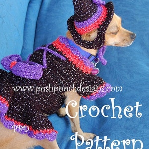 Instant Download Crochet Pattern Witchy Poo Dog Sweater and hat Set image 1