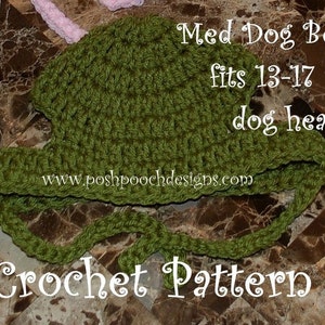 Instant Download Crochet Pattern - Medium Dog Beanie Hat  Medium Dog 13-17 inch head