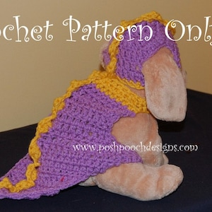 Instant Download Crochet Pattern - Dinosaur Dog Costume - Small Dog Dinosaur Sweater and Hat Set