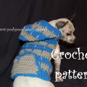 Instant Download Crochet Pattern Hooded Dog Sweater 2 color Small Dog 2-10 lbs image 1