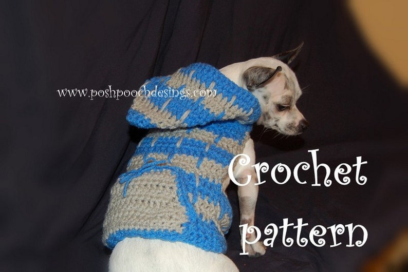 Instant Download Crochet Pattern Hooded Dog Sweater 2 color Small Dog 2-10 lbs image 1