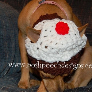 Instant Download Crochet Pattern Cupcake Dog Dog Hat 3 sizes For Small, Medium and large Dogs image 4