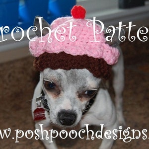 Instant Download Crochet Pattern Cupcake Dog Dog Hat 3 sizes For Small, Medium and large Dogs image 3