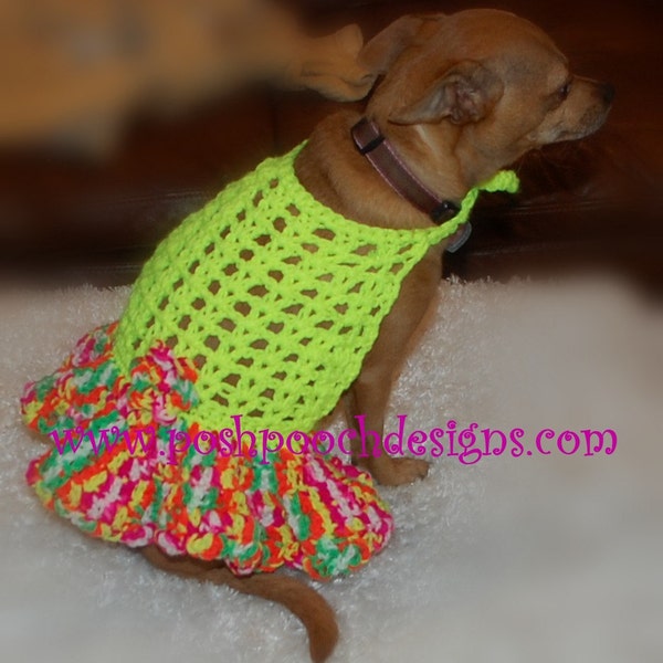 Instant Download - Crochet Pattern - Halter Dog Dress with Flirty Ruffle Skirt  Small, Dog, Medium Dog, Large Dog
