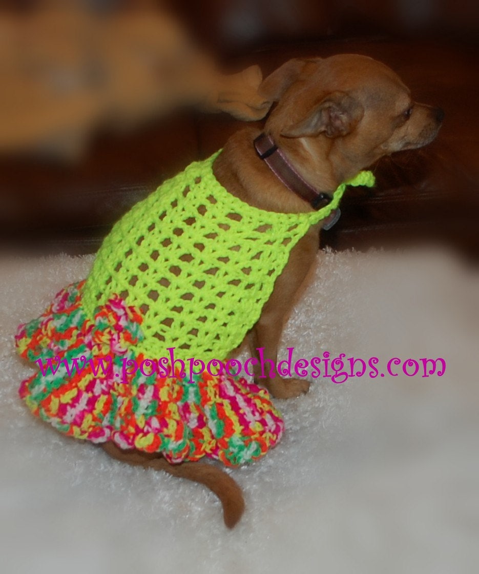Instant Download Crochet Pattern Halter Dog Dress With Flirty Ruffle Skirt Small Dog Medium Dog Large Dog Etsy