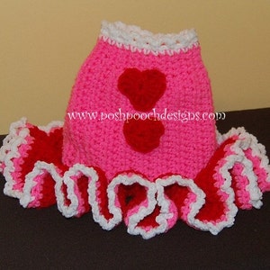 Instant Download Crochet Pattern Valentine Dog Dress Small Dog Sweater 2-20 lbs image 3