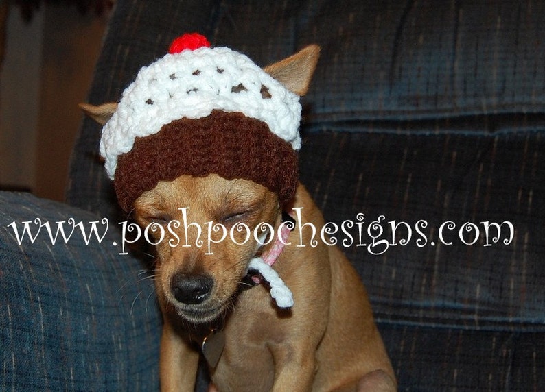 Instant Download Crochet Pattern Cupcake Dog Dog Hat 3 sizes For Small, Medium and large Dogs image 5