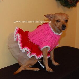 Instant Download Crochet Pattern Valentine Dog Dress Small Dog Sweater 2-20 lbs image 4