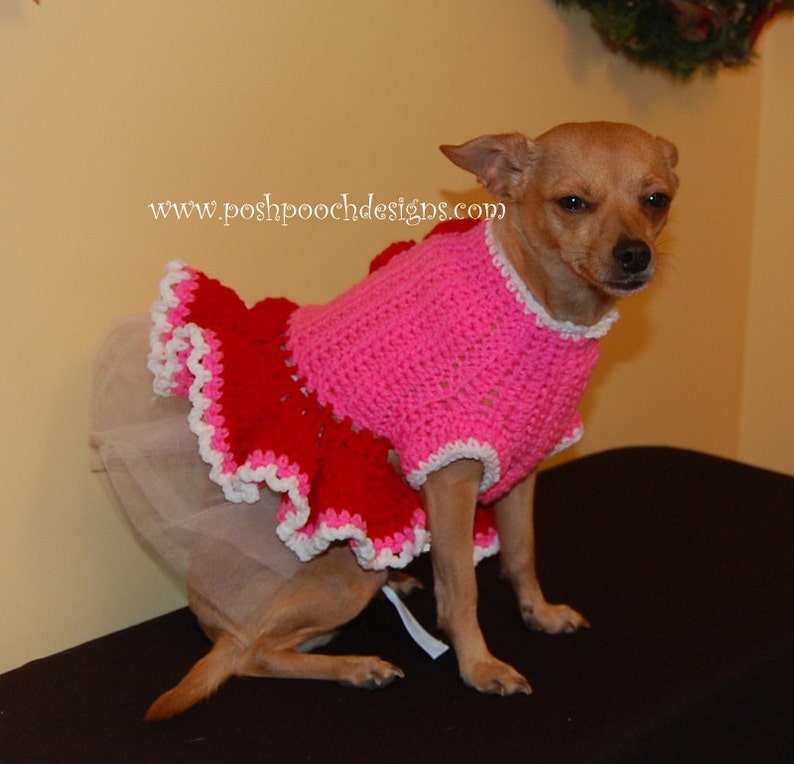 Instant Download Crochet Pattern Valentine Dog Dress Small Dog Sweater 2-20 lbs image 4