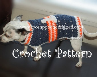 Instant Download Crochet Pattern - Sports Jersey Dog Sweater - Small Dog 2 -20 lbs
