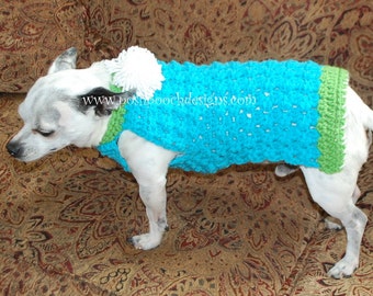 Instant Download Crochet Pattern - Cluster Stitch Dog Sweater - Small Dog Crochet Sweater