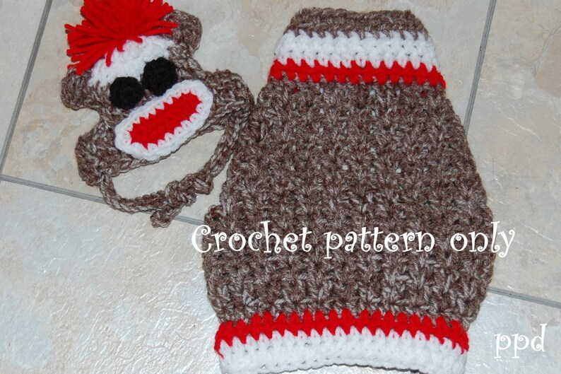 Instant Download Crochet Pattern Sock Monkey Dog Sweater and Hat Small Dog 2-20 lbs image 3