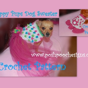 Instant Download Crochet Pattern - Snappy Pups Sweater Dress for Dogs - Small Dog Sweater