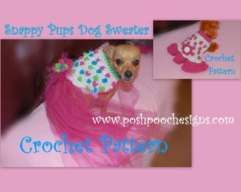 Instant Download Crochet Pattern - Snappy Pups Sweater Dress for Dogs - Small Dog Sweater