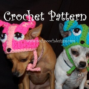 Instant Download CROCHET PATTERN: Chihuahua Dog Hats small Dogs 2- 20 lbs