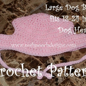 Instant Download Crochet pattern - Large Dog Beanie Hat 18- 24 inches