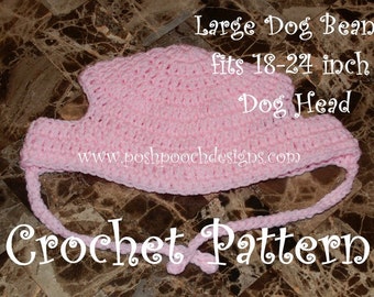 Instant Download Crochet pattern - Large Dog Beanie Hat 18- 24 inches