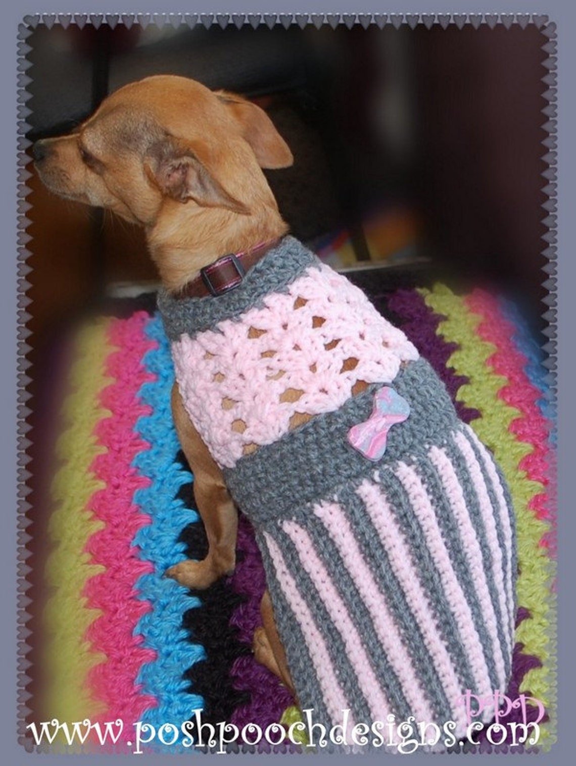 Instant Download Crochet Pattern Pink and Grey Pleated Dog | Etsy