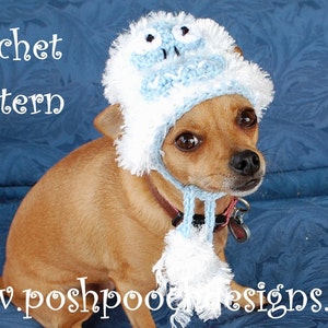 Instant Download Crochet Pattern - Abominable Snowman Dog Hat - Small Dog Beanie 2-20 lbs