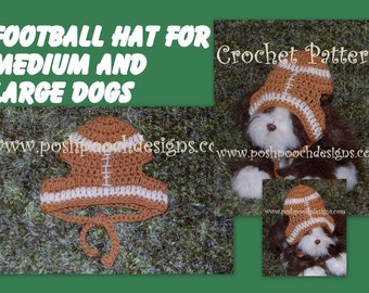 Instant Download Crochet Pattern  - Football Dog Hat for Medium and Large Dogs Football dog Beanie