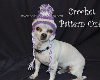 Instant Download - Crochet Pattern Earflap Dog hat Small Dog Beanie