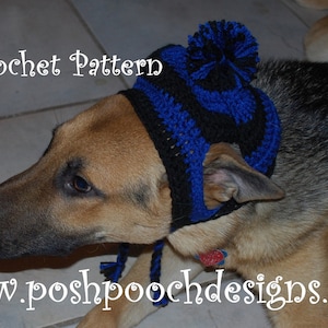 Instant Download Crochet Pattern Large Dog Striped Earflap Dog Hat Big Dogs 31 100 Pound dog image 1