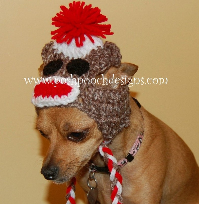 Sock Monkey Dog Hat Custom made for Dog 215 lbs Small Dog Etsy