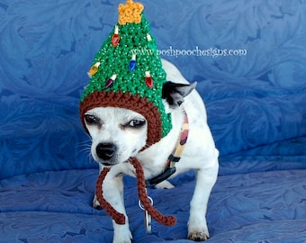 Instant download Crochet Pattern - Christmas Tree Dog Hat - Small Dog Hat