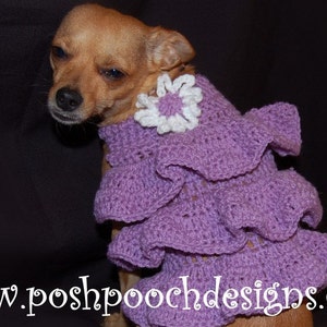 Instant Download Crochet Pattern Ruffles Dog Sweater Dress Small Dog Sweater 2-20 lbs image 3