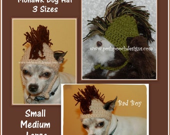 Instant download CROCHET PATTERN - Mohawk Dog Hat 3 Sizes Small Medium Large