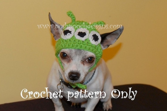 Instant Download Crochet Pattern Dog Hat 3 Eyed Green Alien Small Dog Beanie Etsy