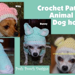 Instant Download Crochet Pattern - Animal Ears Dog Hoodie Small Dog Hoody  -Small Dog Sweater 2-15 lbs